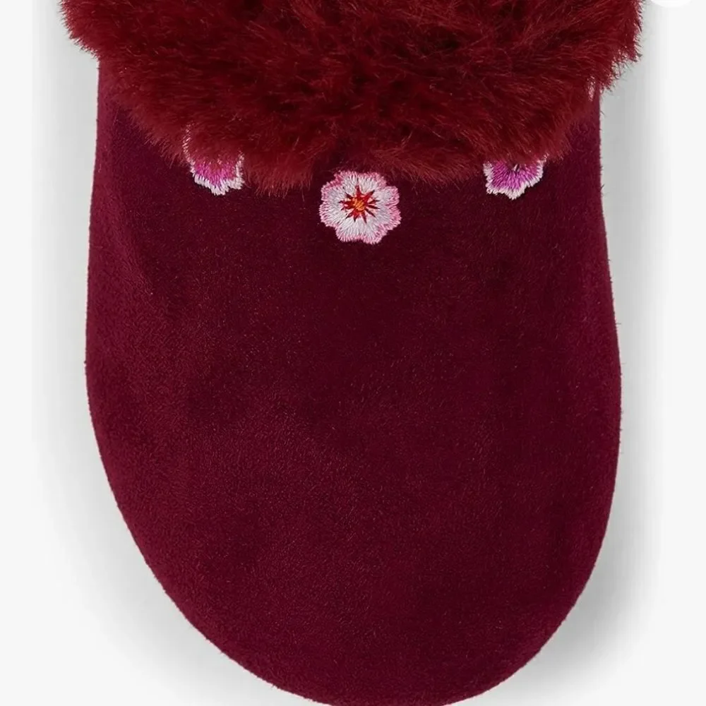 Gymboree Burgundy Faux Suede Clogs with Decorative Flowers size 12